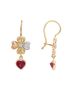 Brinco Feminino de Ouro 18k Florzinha com Rubi Sintética