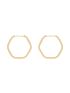 Brinco de Argola Ouro 18k Hexagonal Grande Fio Quadrado