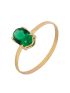 Anel de Ouro 18k Feminino Pedra Oval Esmeralda Sintética