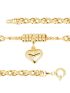 Pulseira de Ouro 18k Portuguesa Hexagonal com Pingente de Coração