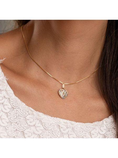 Pingente de Ouro Pequeno Coração Tricolor