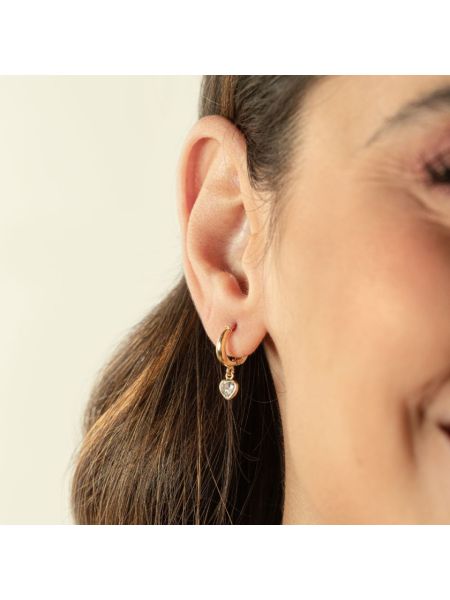Brinco de ouro 18k Argola Coração