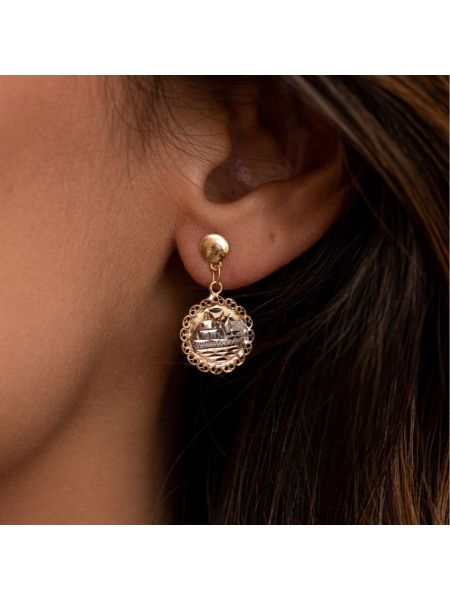 Brinco Feminino de Ouro 18k Escrava Tricolor