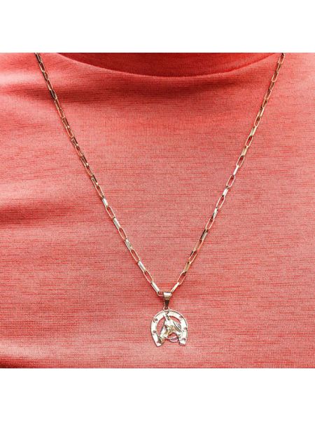 Pingente de Ouro Cavalo e Ferradura Pequeno