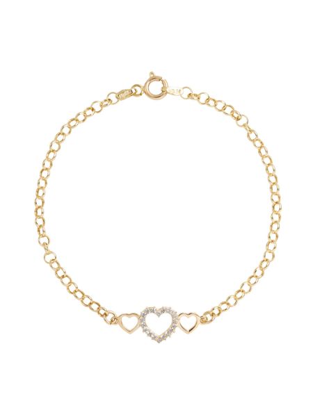 Pulseira Feminina Ouro 18k Corações com  Pedras