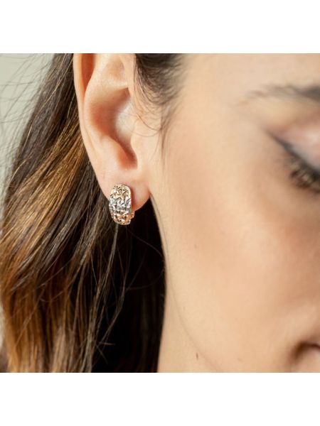 Brinco de Ouro 18k Bordado Tricolor