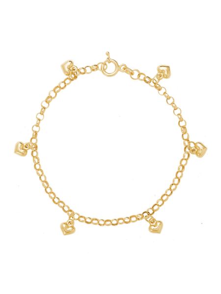 Pulseira de Ouro 18k Feminina com Corações Pendurados