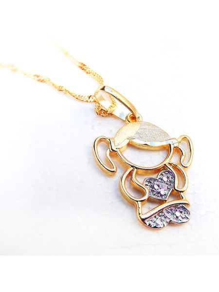 Pingente de Ouro Boneca Menina com Pedras Zircônia