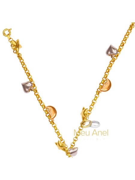 Pulseira de Ouro Berloques 18k Luna Stelle