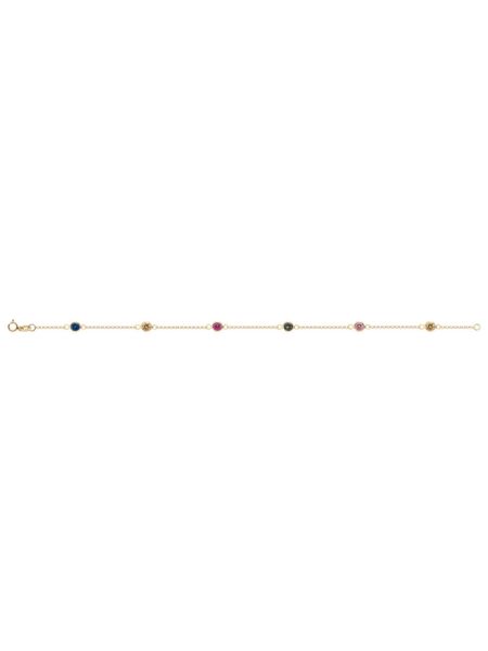 Pulseira de Ouro Feminina Com Pedras Coloridas