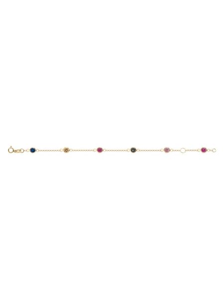 Pulseira de Ouro 18k Infantil Pedras Coloridas