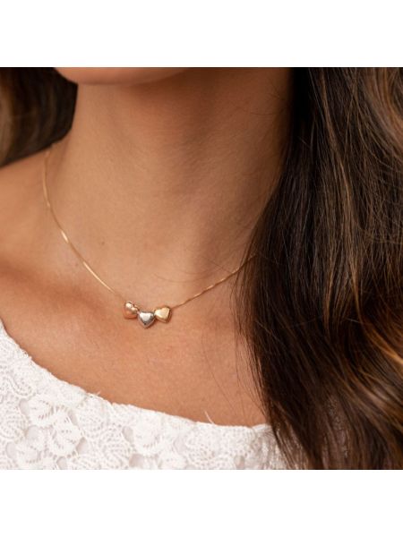 Corrente de Ouro 18k Veneziana com Pingente de Ouro 18k Coração Amarelo