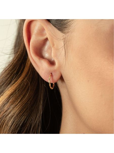 Brinco de Argola Ouro 18k Fio Quadrado Torcido Médio