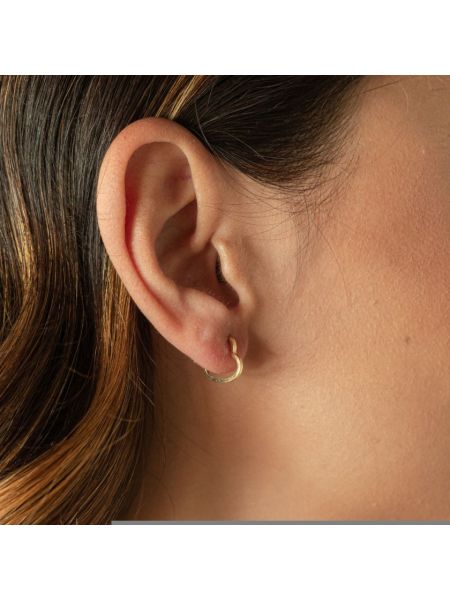 Brinco de Argola Ouro 18k Coração Médio Fio Quadrado