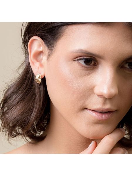 Brinco de Ouro Amarelo 18k Feminino Ovale Giallo