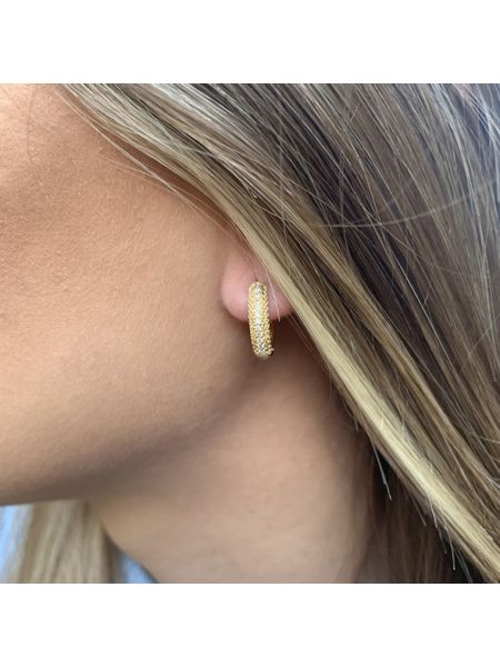 Brinco Argola de Ouro 18k com Corações e Zircônias Sollievo