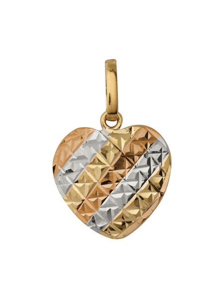 Pingente de Ouro Pequeno Coração Tricolor