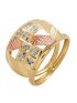Anel de Ouro 18k Feminino Tricolor 