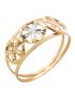 Anel de Ouro 18k Tricolor Feminino Flores
