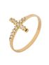 Anel de Ouro 18k Cruz com Pedras 
