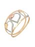 Anel de Ouro 18k Feminino Corações Vazados Tricolor