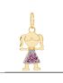 Pingente Menina Ouro 18k e Zircônia Rosa