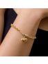 Pulseira de Ouro 18k Portuguesa com Pingente de Coração Médio