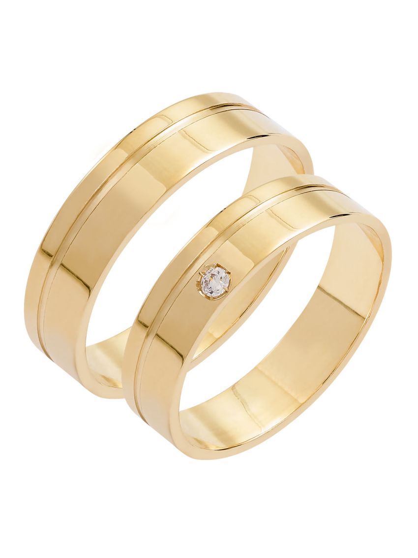 Par Aliança de Ouro 18k Reta 5mm 8g