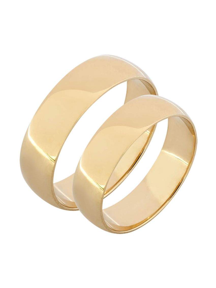 Par Aliança de Ouro 18k Abaulada 5.50mm 9g