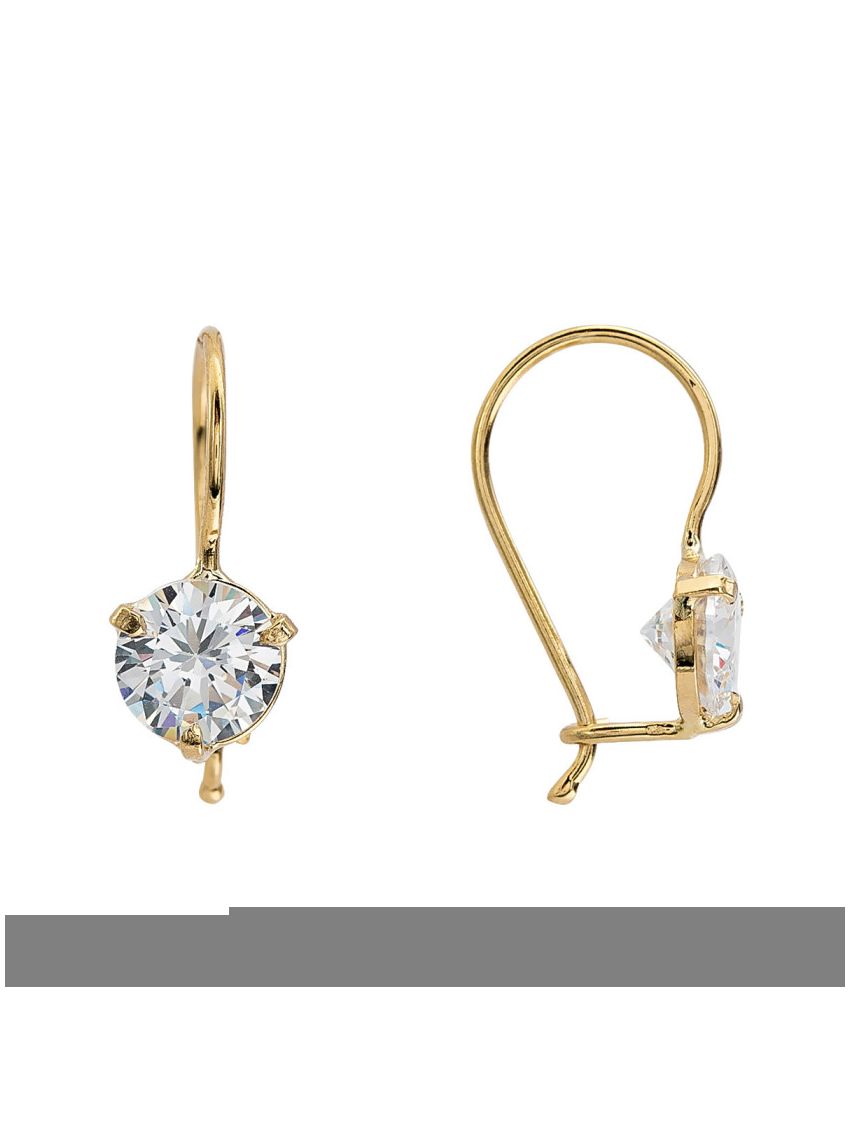 Brinco Feminino de Ouro18k Pedra Redonda