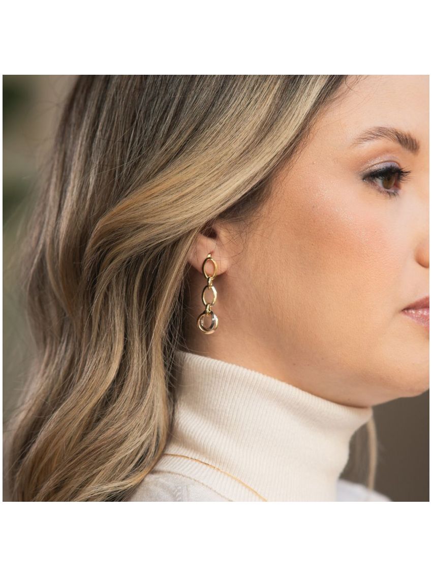 Brinco de Ouro 18k Tricolor