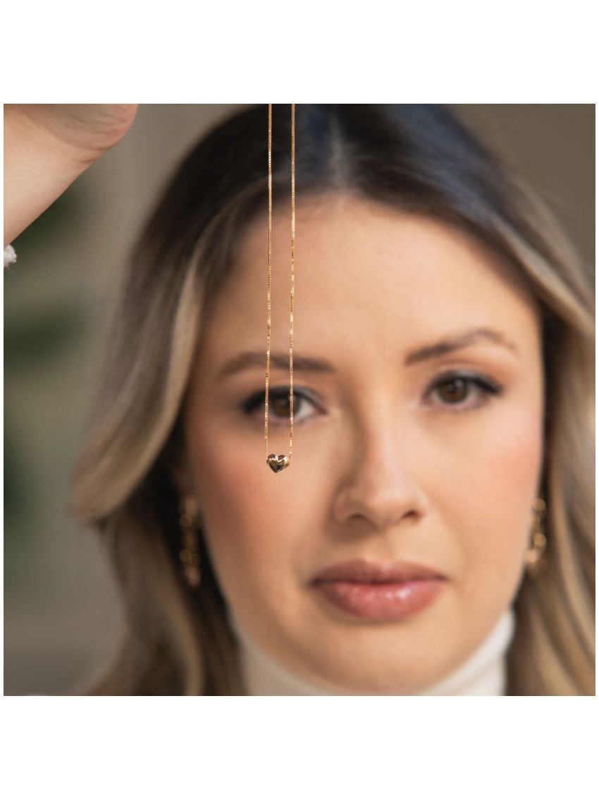 Corrente de Ouro 18k Pingente Coração