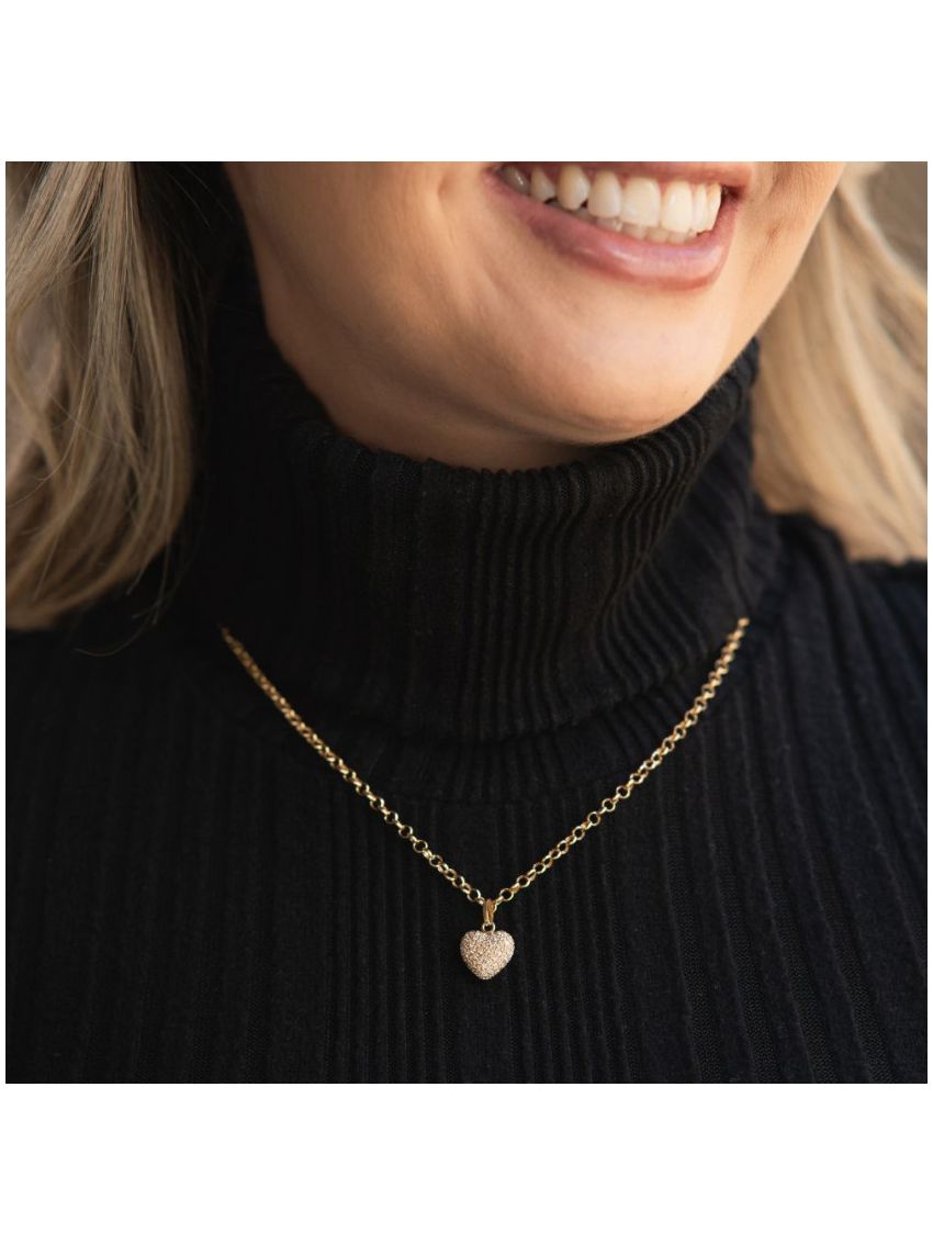 Pingente de ouro 18k Coração Pedras