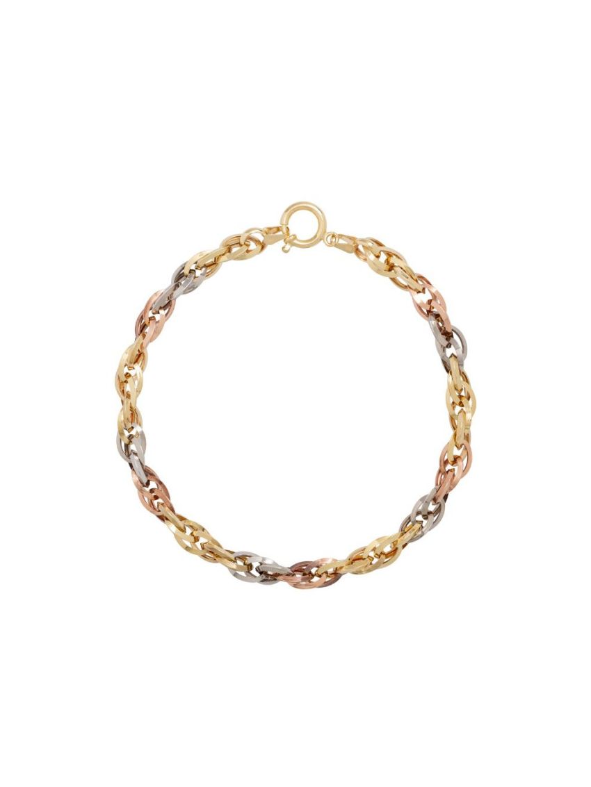 Pulseira de Ouro 18k Feminina Tricolor