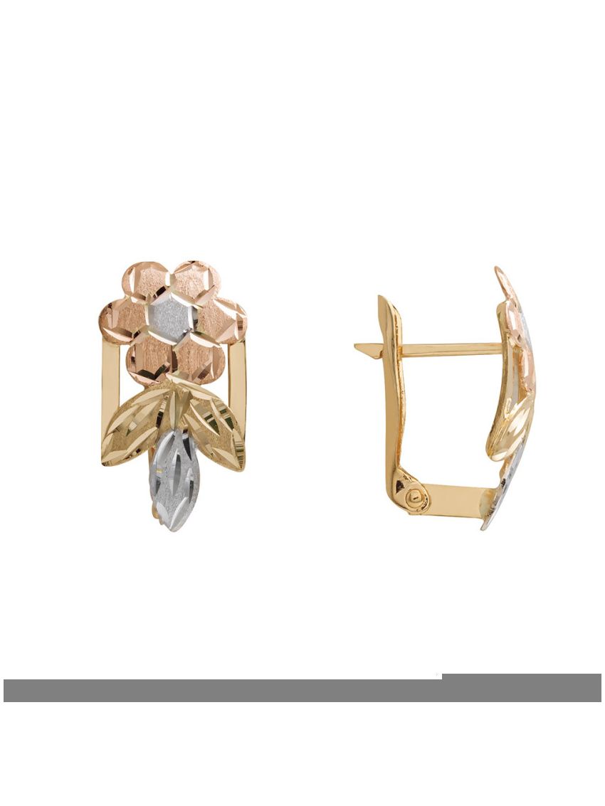 Brinco de Ouro Folha e Flor 