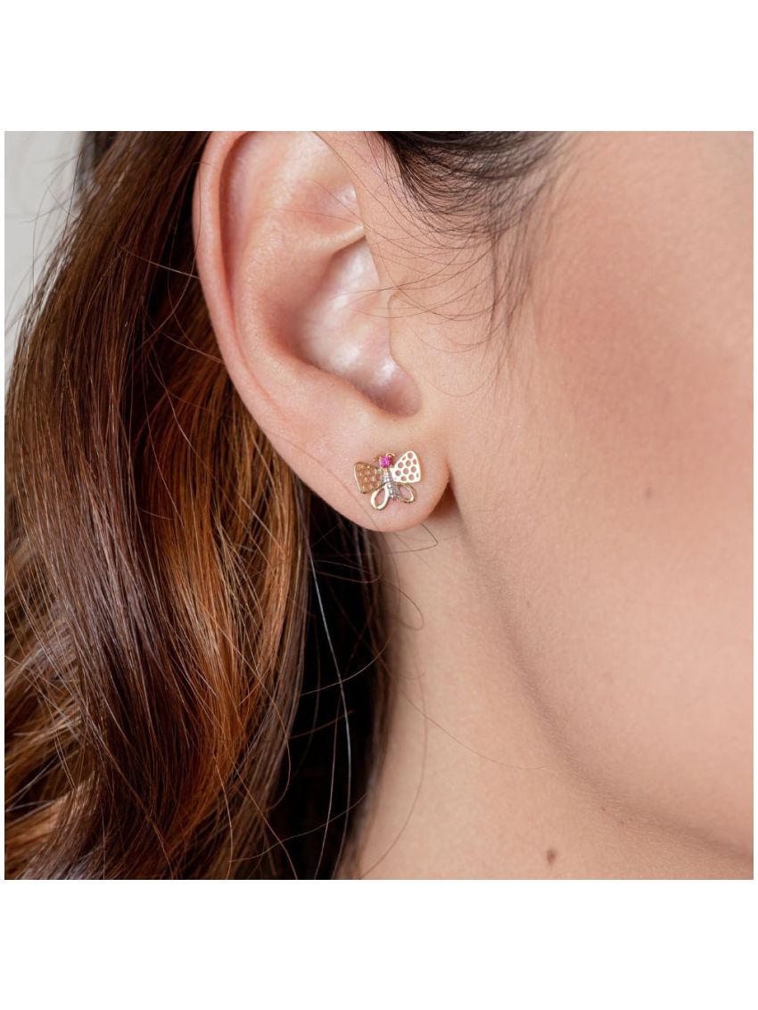 Brinco Feminino de Ouro 18k Borboleta