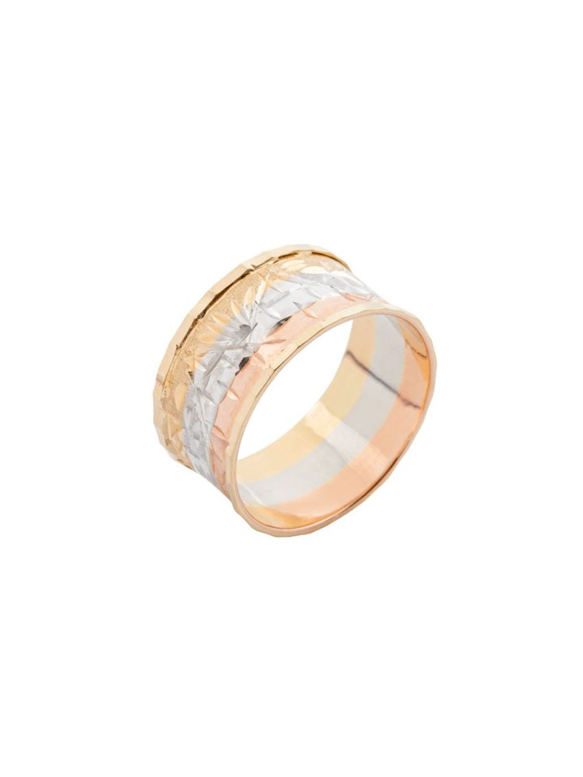 Anel de Ouro 18k Escrava Tricolor com Borda