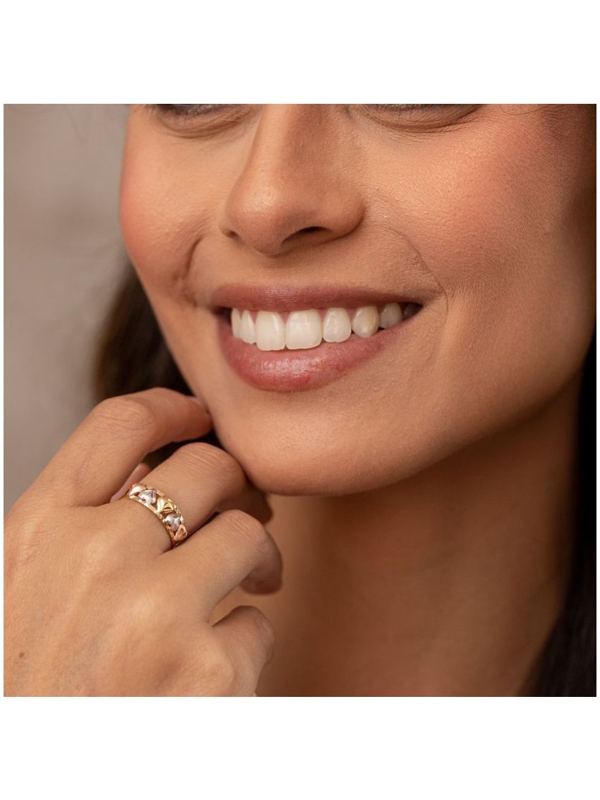 Anel de Ouro 5 Corações Feminino