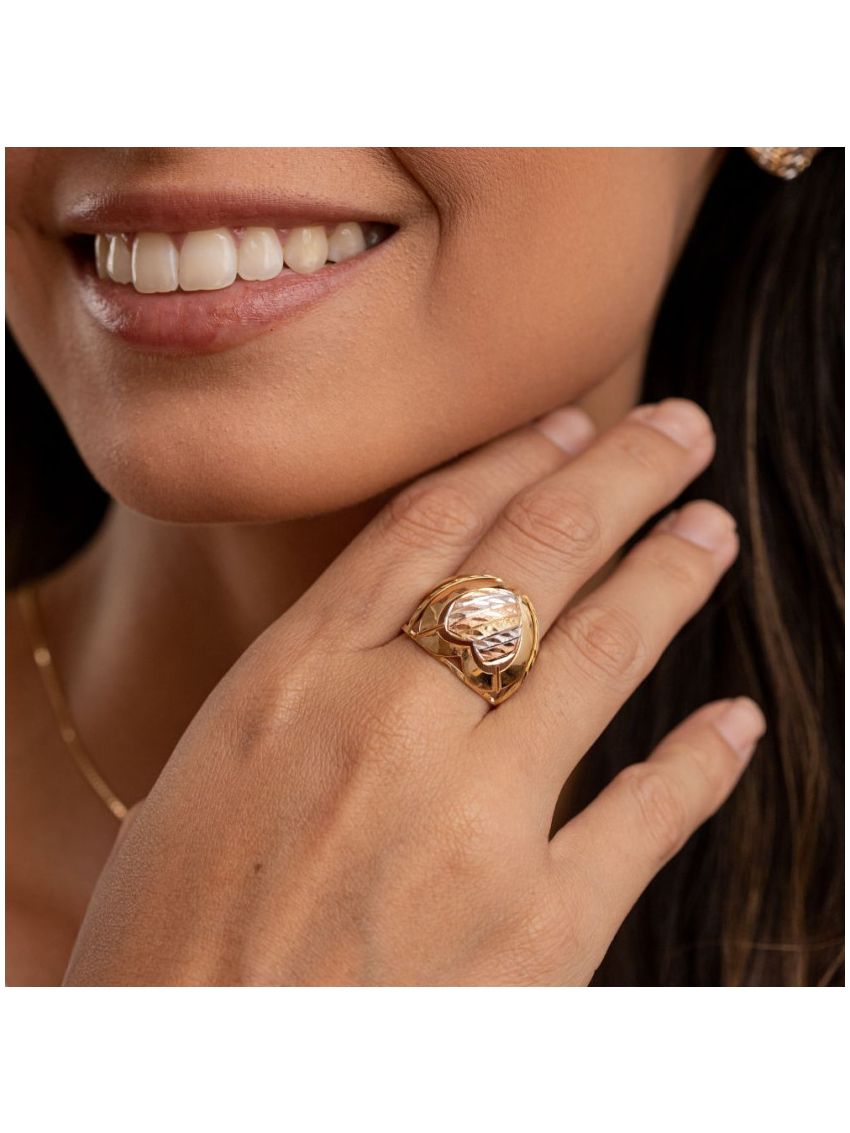 Anel de Ouro Coração 18k Golden Heart