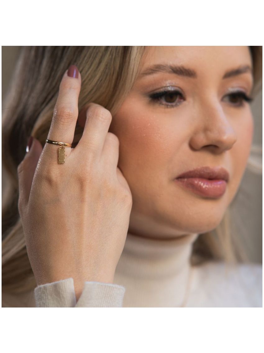 Anel de Ouro Plaquinha Feminino Anello Piatto