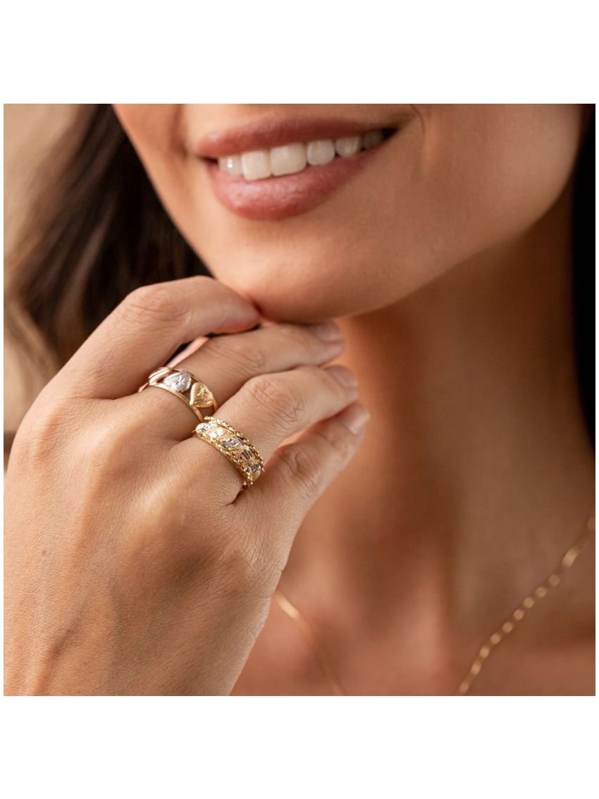 Anel em Ouro Tricolor 18k Simple Cororato