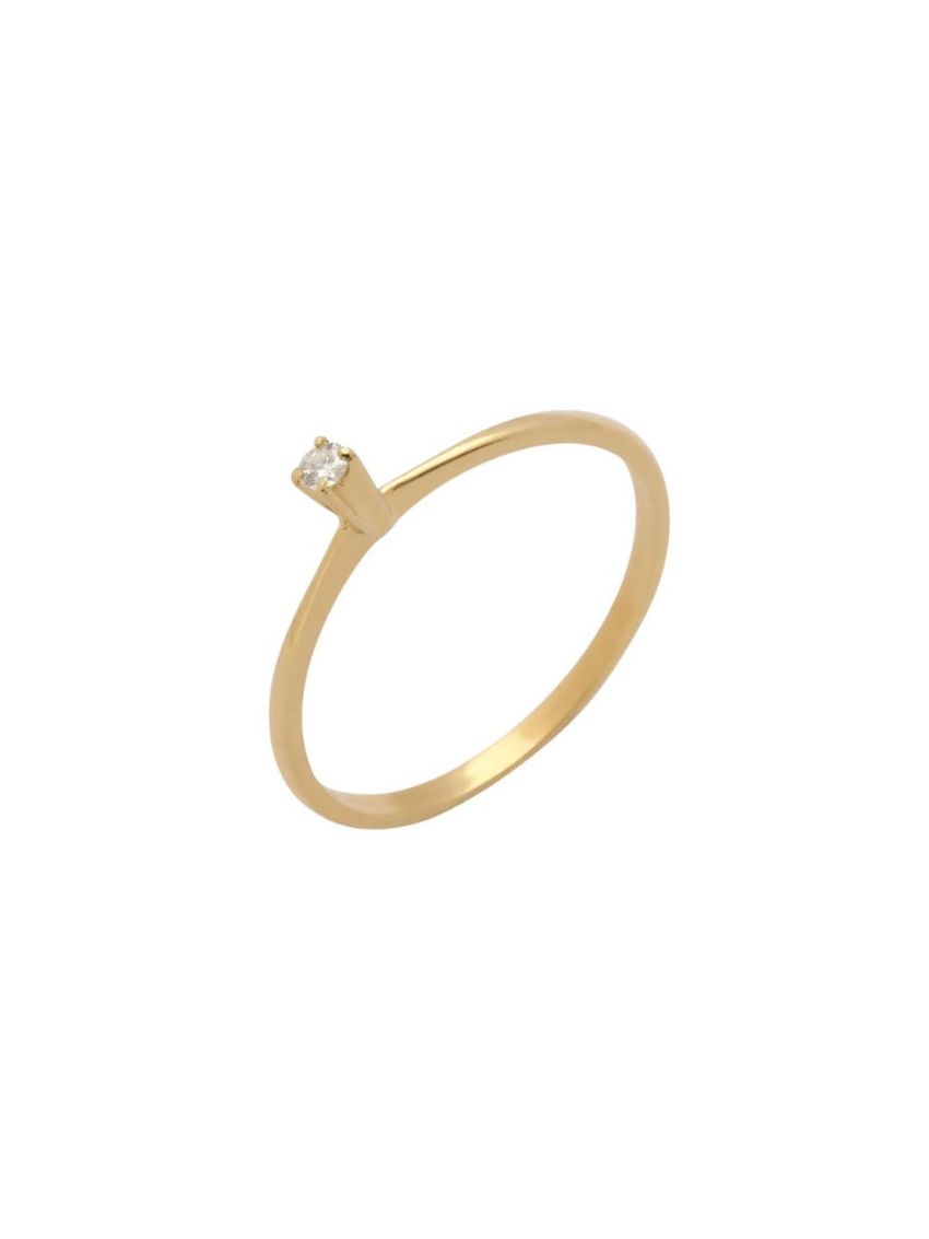 Anel de Ouro 18k Solitário com 1 Diamante