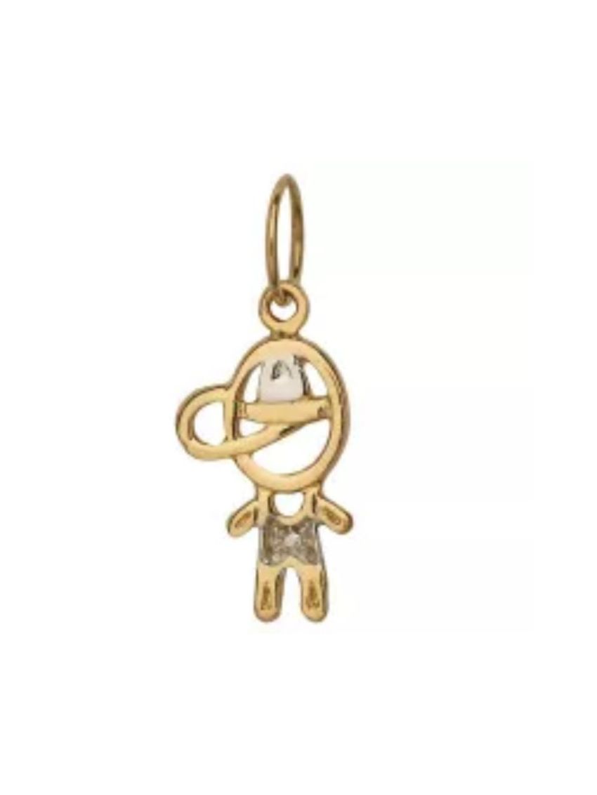 Pingente Menino Ouro 18k com detalhes em Ouro Branco