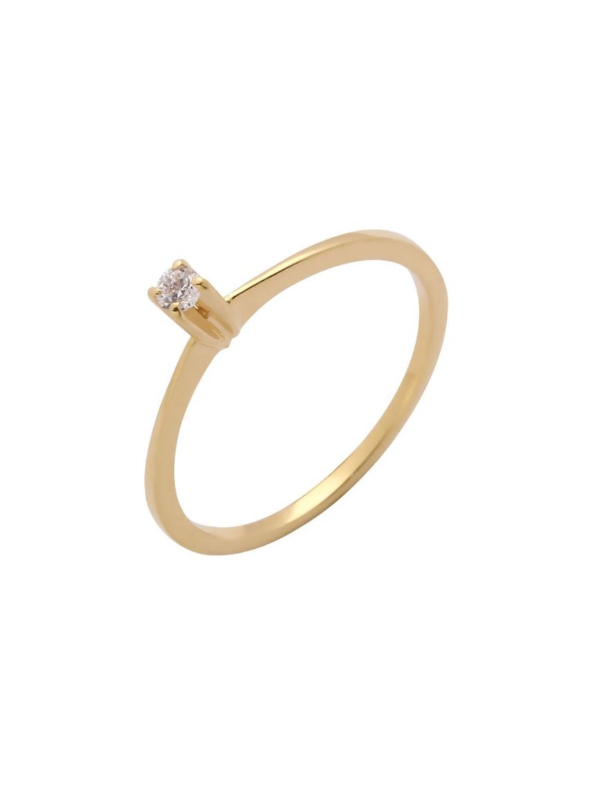 Anel de Ouro 18k Solitário com 1 Brilhante