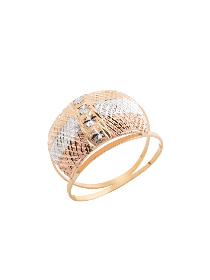 Anel de Ouro Tricolor Piastrella