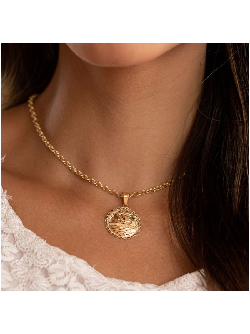 Pingente de Ouro Amarelo 18k Escrava Grande