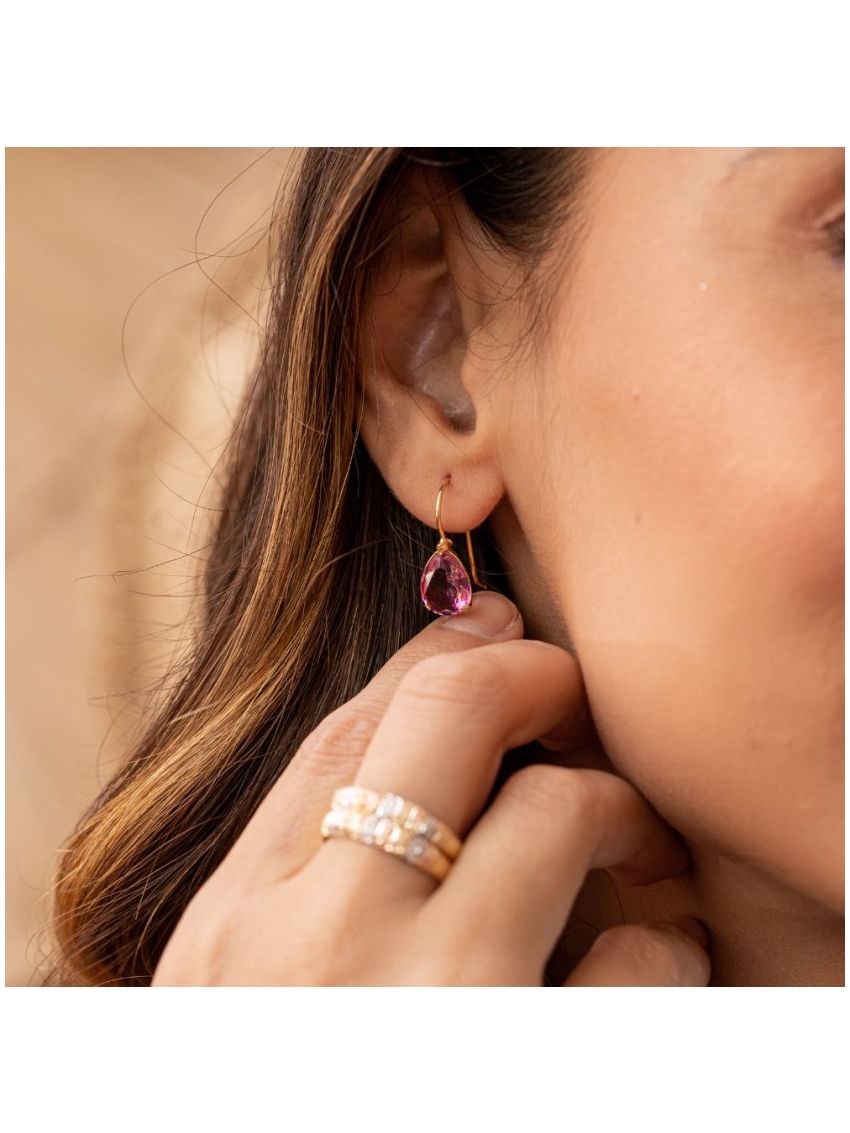 Brinco de Ouro 18k Feminino Furta Cor Rosa e Azul