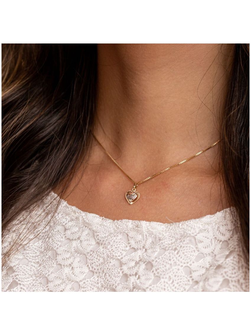 Pingente de Ouro 18k Coração Tricolor