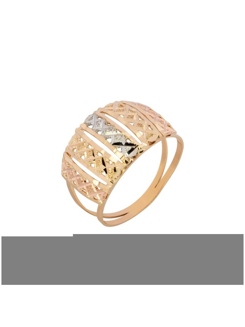 Anel de Ouro 18k Feminino Circondato Tricolor 
