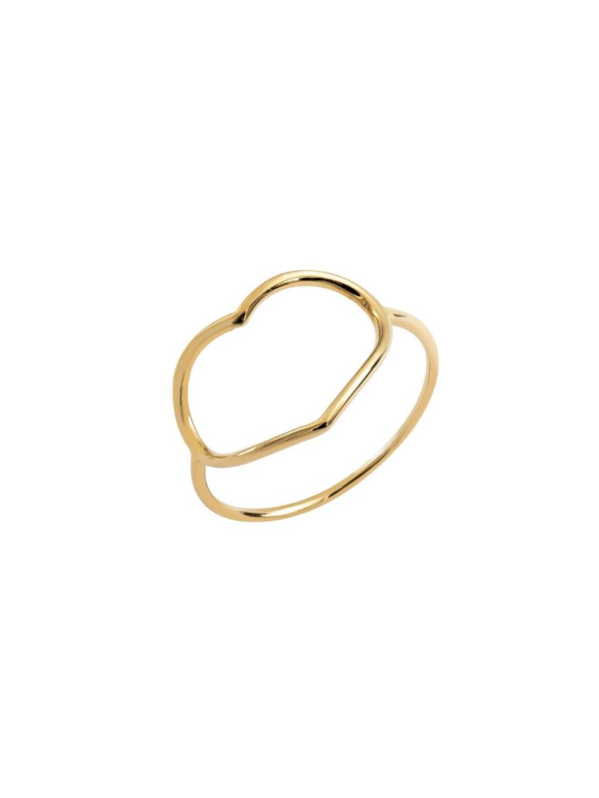 Anel Feminino de Ouro18k Coração Fio Redondo